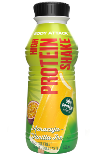 Bild på Proteinrik shake 500 ml, Passionsfrukt och vaniljglass – Body Attack