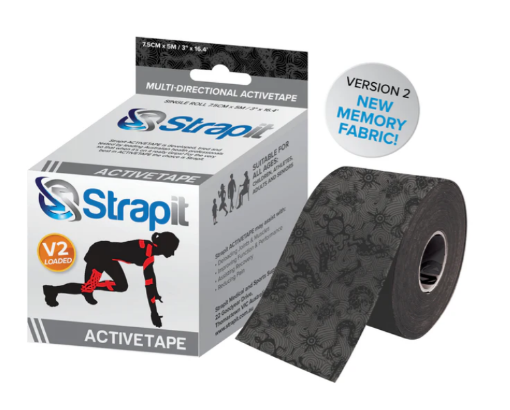 Bild på ACTIVETAPE 7,5CM x 5M - GRÅ/SVART STRAPIT