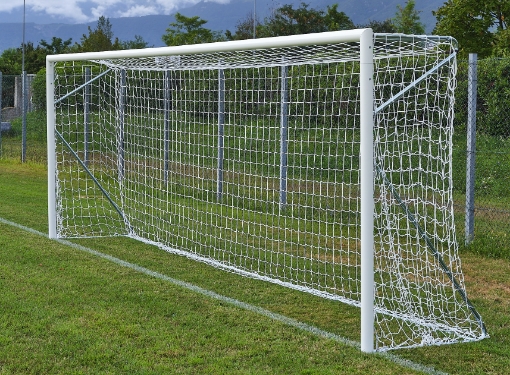 Bild på Flyttbart fotbollsmål i aluminium 6 × 2 m — Ø80 mm inklusive nät — VI 6033